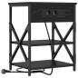 Preview: Nachttisch mit Ladestation 2 pcs Schwarze Eiche Holzwerkstoff
