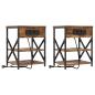 Preview: Nachttisch mit Ladestation 2 pcs Räuchereiche Holzwerkstoff