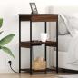 Preview: ARDEBO.de - Nachttisch mit Ladestation mit Regal Braune Eiche Holzwerkstoff