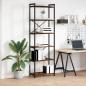 Preview: ARDEBO.de - Bücherregal Räuchereiche 60 x 30 x 188 cm MDF und Stahl