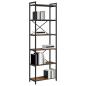 Preview: Bücherregal Räuchereiche 60 x 30 x 188 cm MDF und Stahl