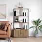 Preview: ARDEBO.de - Regal Handwerklich gefertigter Eichenholz 80 x 30 x 155,5 cm