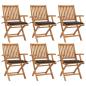 Preview: ARDEBO.de - Klappbare Gartenstühle mit Kissen 6 Stk. Massivholz Teak