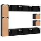 Preview: TV-Schrank-Set mit Regal Wandmontiert Sonstiges mit Speicher 10 pcs Schwarze Eiche Holzwerkstoff