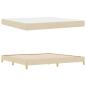 Preview: Boxspringbett Creme, Braun 200 x 200 cm Stoff, Ingenieurholz