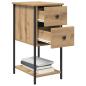 Preview: Nachttisch mit Schubladen Eiche handwerklich 32 x 42 x 70 cm