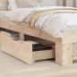 Preview: Bettgestell mit Schubladen mit Kopfteil mit Speicher Braun 75 x 190 cm Massivkiefer