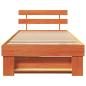 Preview: Bettgestell mit Schubladen mit Kopfteil mit Speicher Wachsbraun 75 x 190 cm Massivkiefer