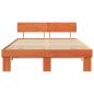 Preview: Bettgestell mit Kopfteil Wachsbraun 140 x 200 cm Massivkiefer