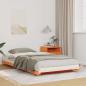 Preview: ARDEBO.de - Bodenbettgestell Wachsbraun 90 x 190 cm Massivholz Kiefer