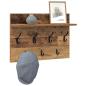 Preview: Wandmontierter Kleiderständer mit Regal Altholz 60 x 40 x 12 cm
