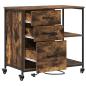 Preview: Büroschrank mit Rad Räuchereiche 76 x 41 x 72 cm Holzwerkstoff