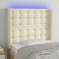 Preview: ARDEBO.de - LED Kopfteil Creme 93x16x118/128 cm Kunstleder