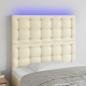 Preview: ARDEBO.de - LED Kopfteil Creme 90x5x118/128 cm Kunstleder