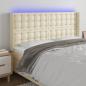 Preview: ARDEBO.de - LED Kopfteil Creme 183x16x118/128 cm Kunstleder