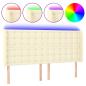 Preview: LED Kopfteil Creme 183x16x118/128 cm Kunstleder