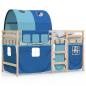 Preview: Kinderhochbett mit Tunnel Blau 90x190 cm Massivholz Kiefer