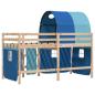 Preview: Kinderhochbett mit Tunnel Blau 90x190 cm Massivholz Kiefer