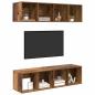 Preview: TV-Schrank Set mit Regal mit Speicher 3 pcs Altholz Holzwerkstoff