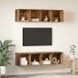 Preview: TV-Schrank Set mit Regal mit Speicher 3 pcs Altholz Holzwerkstoff