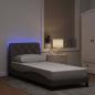 Preview: ARDEBO.de - Bettgestell mit LED ohne Matratze Taupe 90x200 cm Stoff