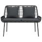 Preview: Gartenbank mit Kissen Schwarz, Anthrazit 109 x 63 x 83 cm