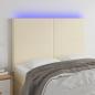 Preview: ARDEBO.de - LED Kopfteil Creme 144x5x118/128 cm Kunstleder