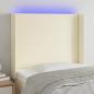 Preview: ARDEBO.de - LED Kopfteil Creme 93x16x118/128 cm Kunstleder