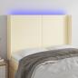 Preview: ARDEBO.de - LED Kopfteil Creme 147x16x118/128 cm Kunstleder