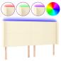 Preview: LED Kopfteil Creme 183x16x118/128 cm Kunstleder