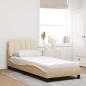 Preview: Bett mit Matratze "Hanko" Creme 90x190 cm Stoff
