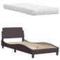 Preview: Bett mit Matratze "Hanko" Dunkelbraun 80x200 cm Stoff