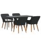 Preview: 5-teilige Garten Essgruppe Schwarzes Poly Rattan