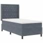 Preview: ARDEBO.de - Boxspringbett mit Matratze Dunkelgrau 90x200 cm Samt