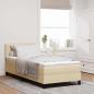 Preview: ARDEBO.de - LED Boxspringbett mit Matratze Creme 90x200 cm Stoff