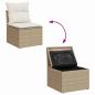 Preview: 9-teiliges Garten-Sofa-Set mit Kissen, Beige, Poly-Rattan, Akazie