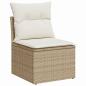 Preview: 9-teiliges Garten-Sofa-Set mit Kissen, Beige, Poly-Rattan, Akazie