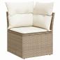 Preview: 9-teiliges Garten-Sofa-Set mit Kissen, Beige, Poly-Rattan, Akazie