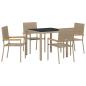 Preview: 5-teiliges Garten Esstisch Set Beige Poly Rattan