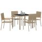 Preview: 5-teiliges Garten Esstisch Set Beige Poly Rattan