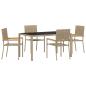 Preview: 5-teiliges Garten Esszimmerset Beiger Poly Rattan
