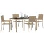 Preview: 5-teiliges Garten Esszimmerset Beiger Poly Rattan