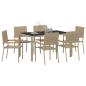Preview: 7-teiliges Gartentischset Beige Poly-Rattan