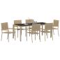 Preview: 7-teiliges Gartenset Beige Poly-Rattan