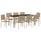 Preview: 9-teilige Garten Essgruppe Beige Poly Rattan