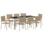 Preview: 9-teilige Garten Essgruppe Beige Poly Rattan