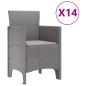 Preview: Garten Esstisch Set 15 pcs Hellgrau Groß Poly Rattan, Stahl