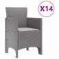 Preview: Garten Esszelt 15 pcs Hellgrau 14-Sitzer Rattan