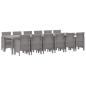 Preview: Garten Essgruppe 13 pcs Hellgrau 12-Sitzer Poly Rattan & Stahl