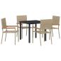 Preview: 5-teiliges Garten-Esszimmer-Set in Beige aus Poly-Rattan